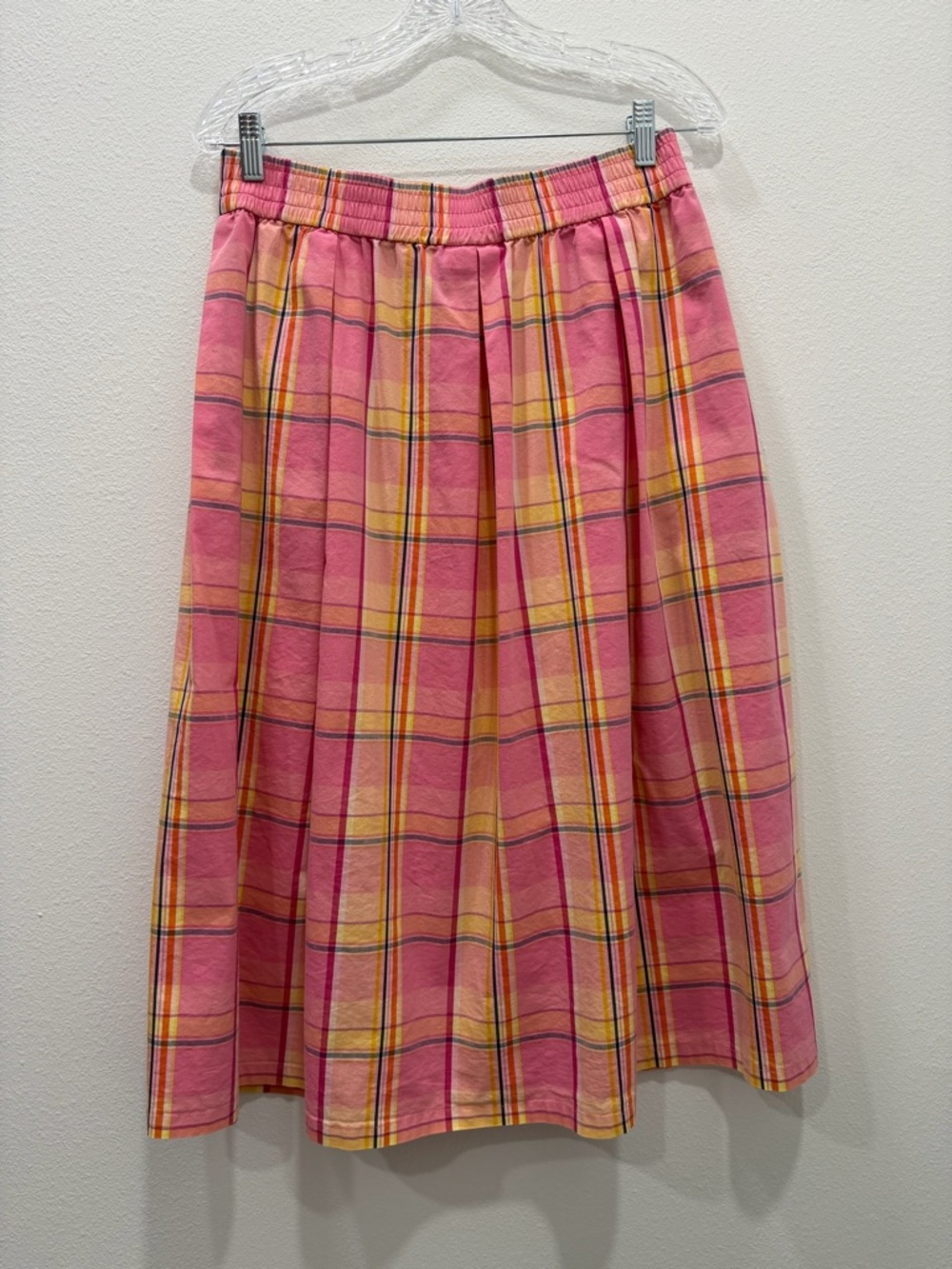a.n.a A Plaid Midi Skirt Size 8 100% Cotton with Pockets